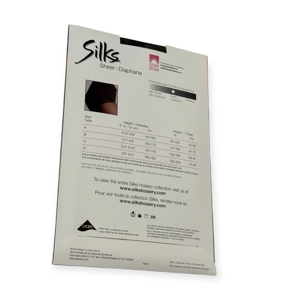 Silks Sheer Black Pantyhose Stockings Nylons Size A Control Top Shadow Toe NWT - Picture 6 of 7